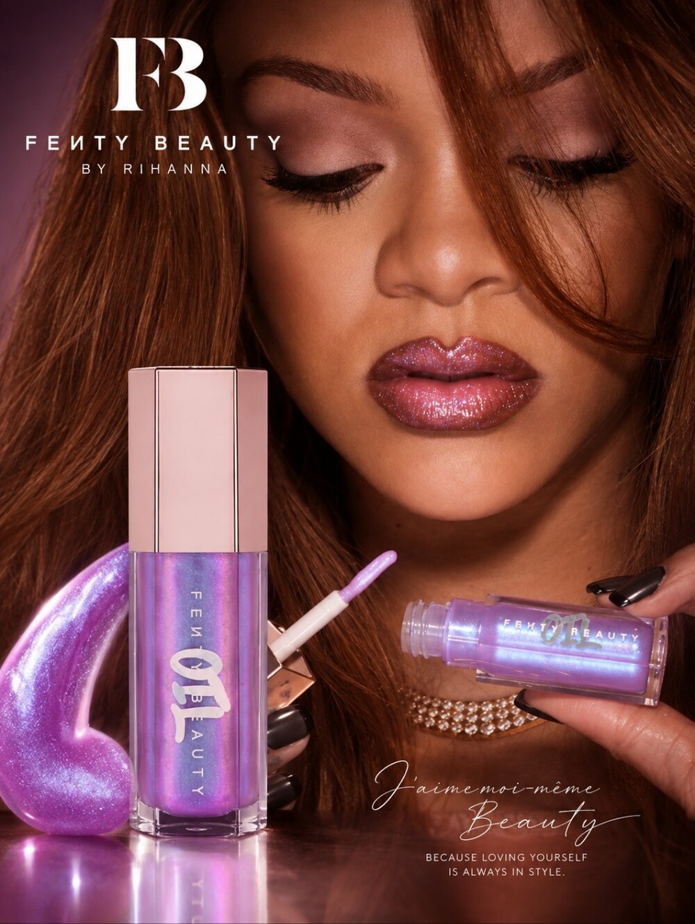 Fenty Beauty Iridescent Purple-Pink Sparkle Lip Gloss Miss Jellyfish